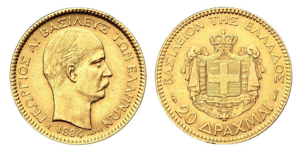 20 Drachma 1884 A Jiří I. Řecko