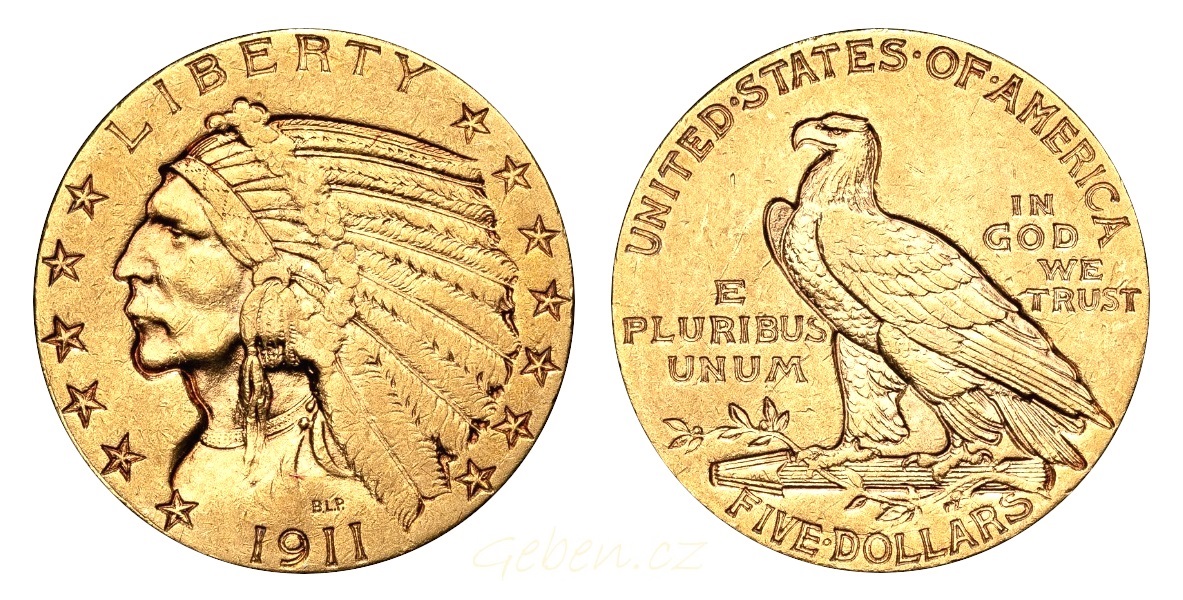 5 Dollars 1911 ! Indian Head - Philadelfia