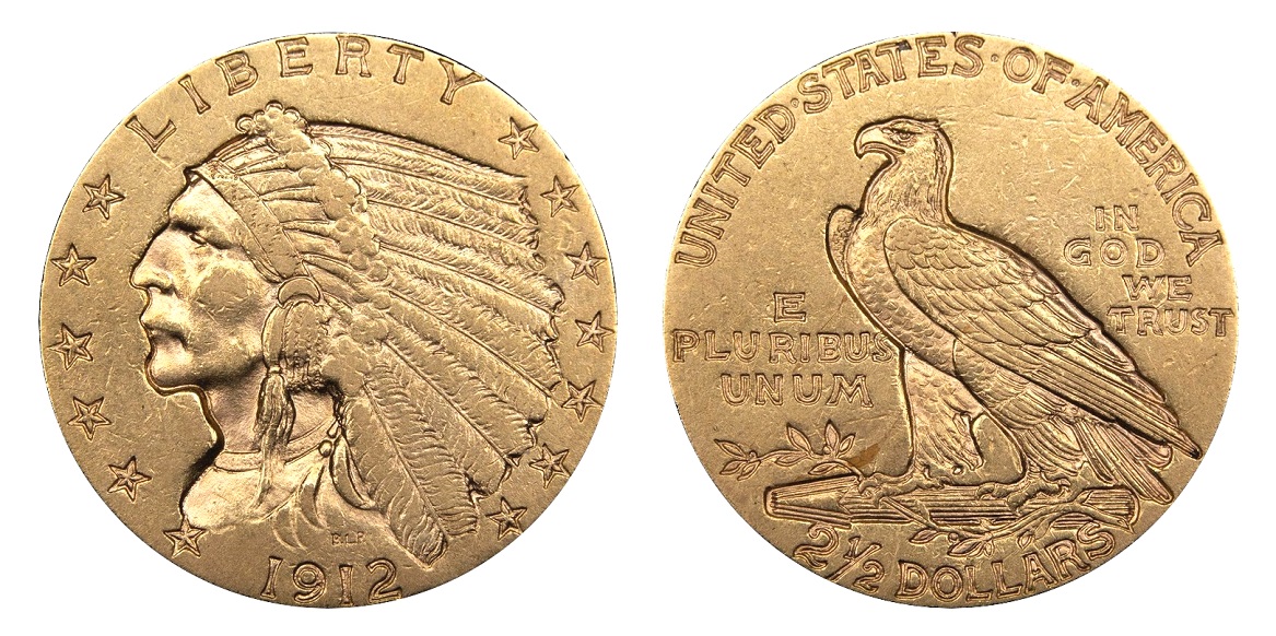 2 1/2 Dollars 1912 ! Indian Head – Quarter Eagle