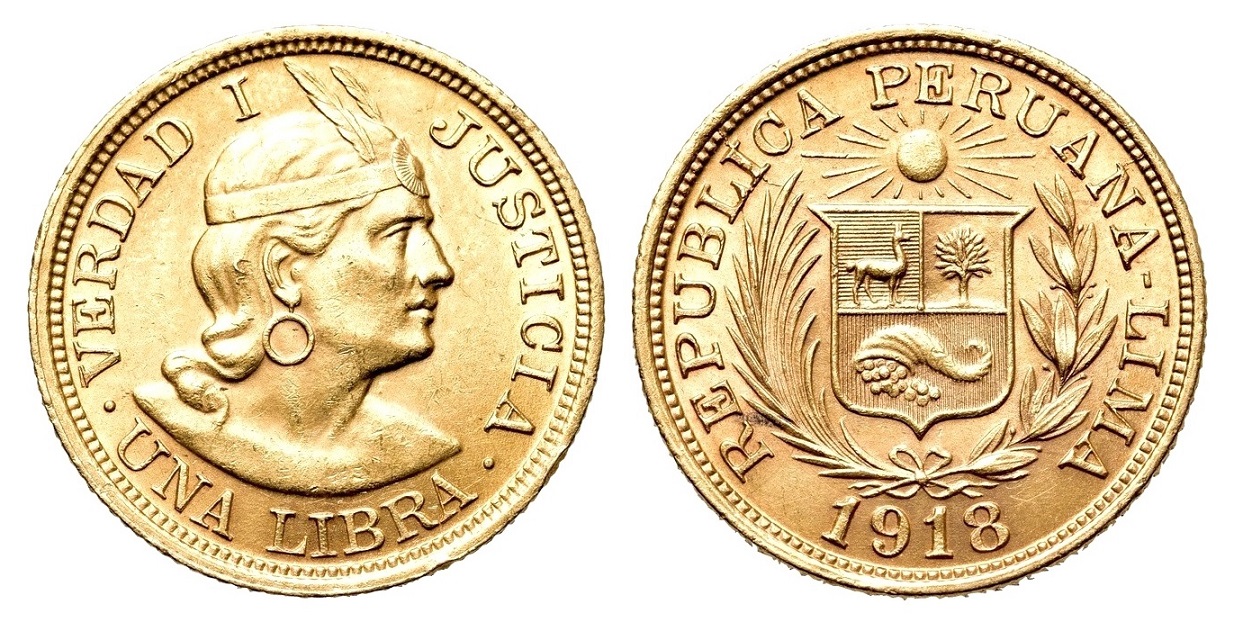1 LIBRA 1918 Peru INDIAN