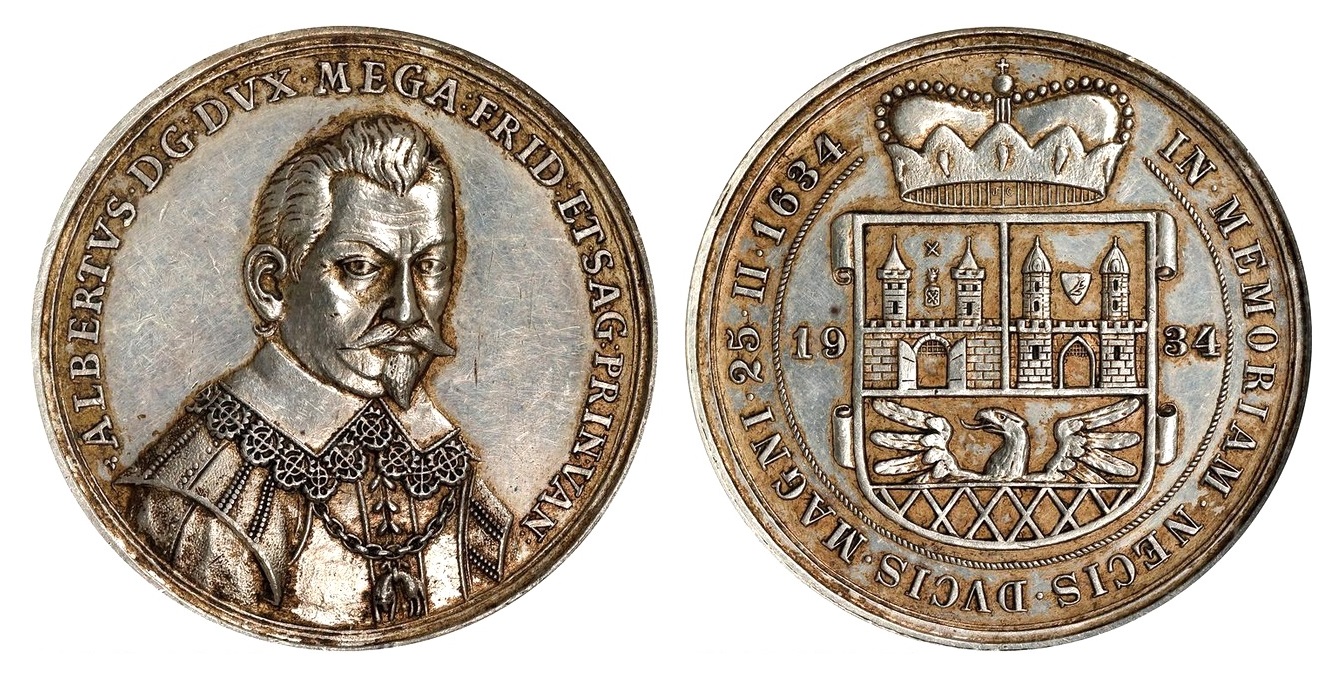 Stříbrná Tolarová medaile 1934 Albrecht z Valdštejna ! NGC