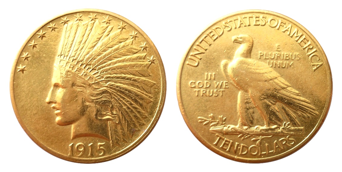 10_Dollars_1915_IndianHead _Eagle_VZACNY