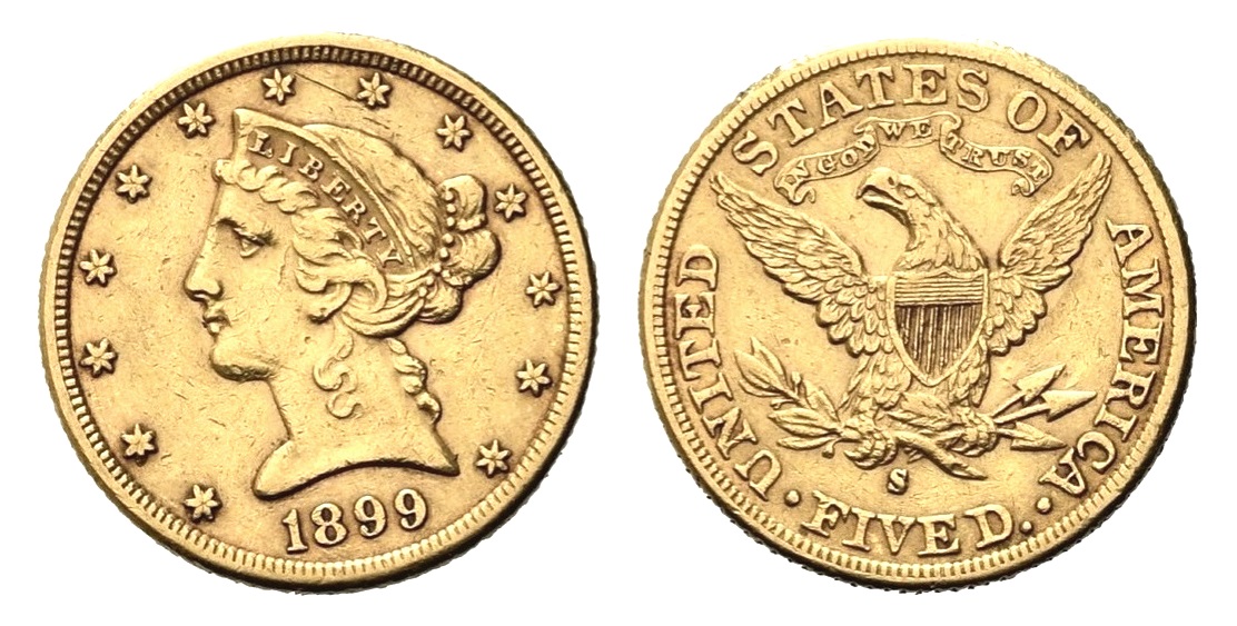 5 Dollars 1899 S - LIBERTY Head / Half Eagle