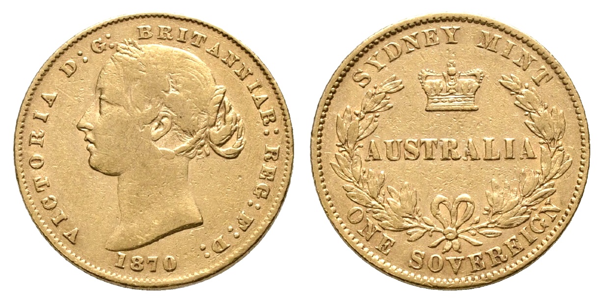 AUSTRALIA Sovereign 1870 (sy) ! Victoria Young Head - VZÁCNÝ