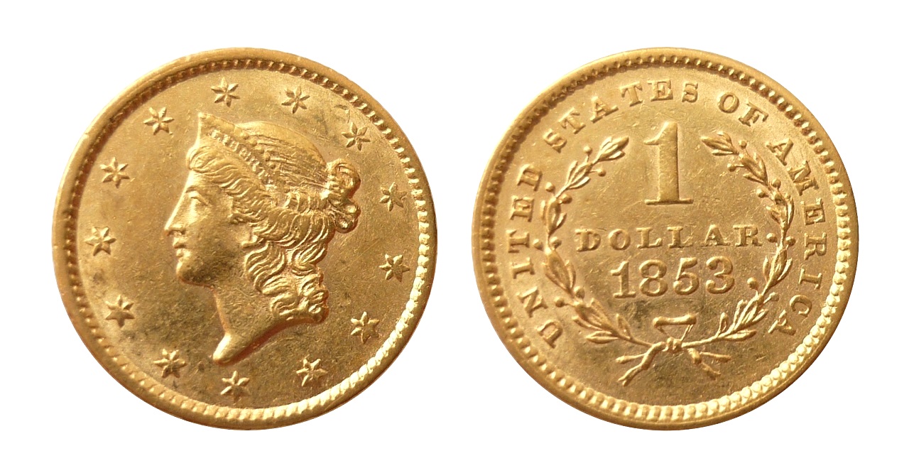 1 Dollar 1853 LIBERTY Head - Vzácný