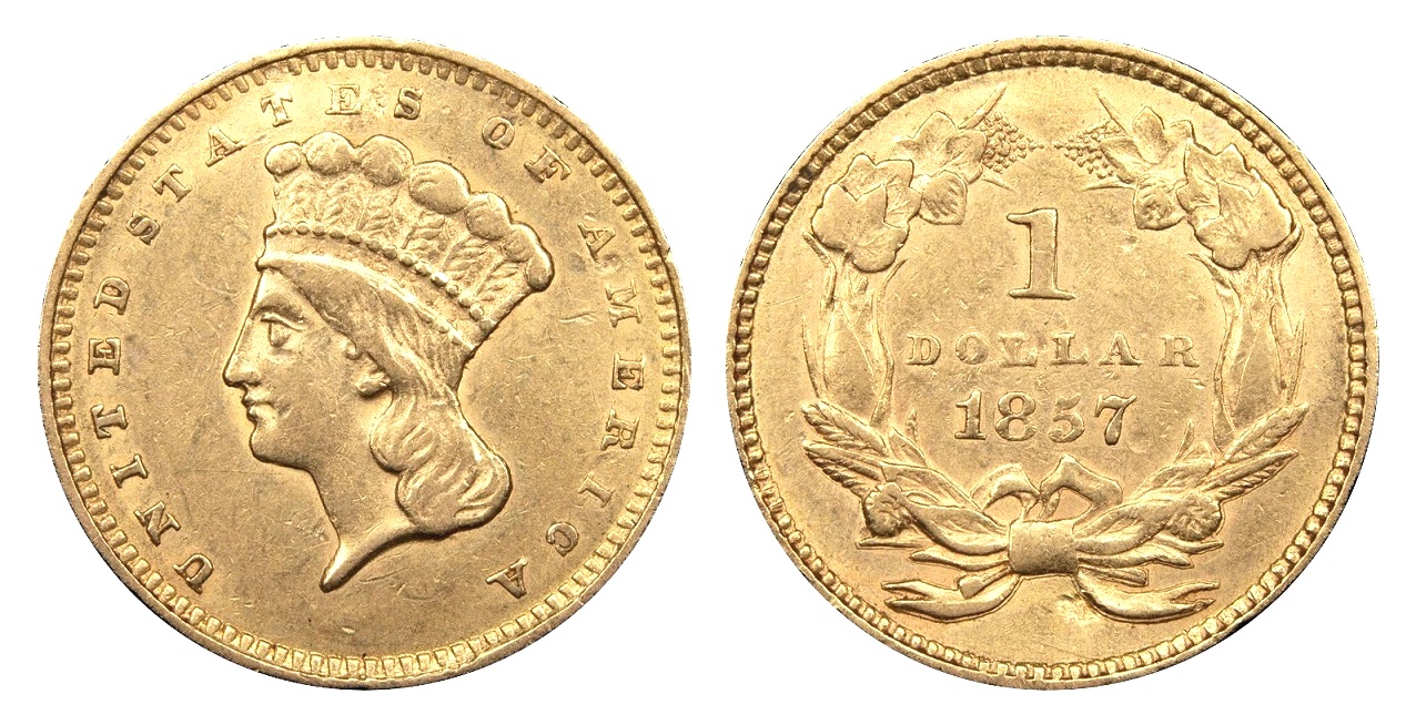1 Dollar 1857 ! Large Indian Head - Vzácné