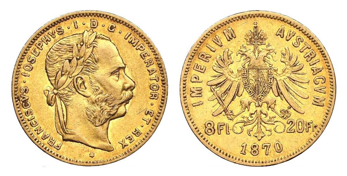 8 Zlatník - 8 Gulden 1870 První ročník