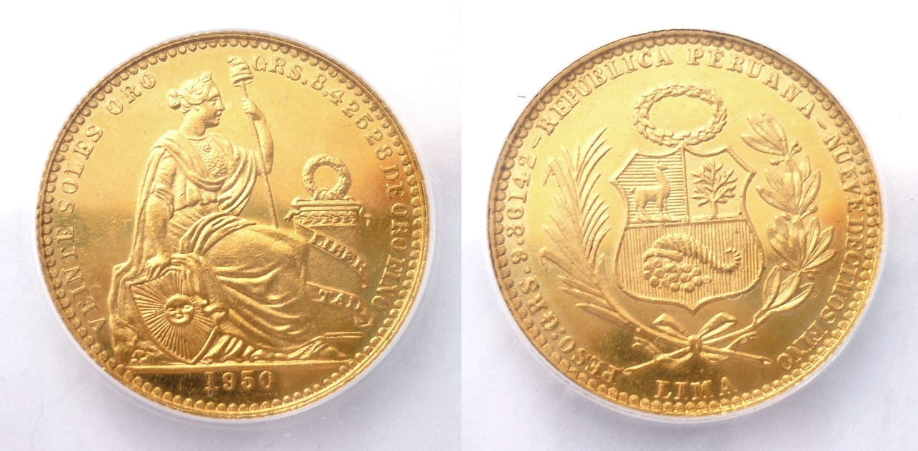 20 Soles Oro Peru – Vzácné – pouze 1800 ks