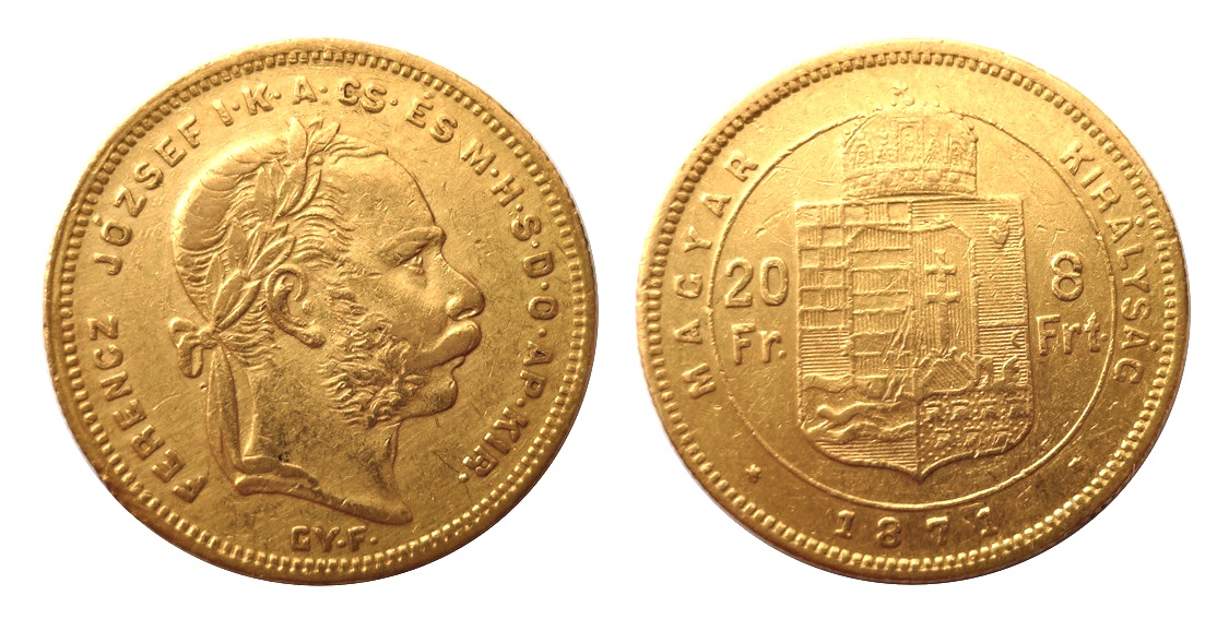 8 Zlatník / 8 Forint 1871 GYF - Vzácný