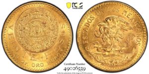 20 Pesos 1921 ! Mexico - Aztécký kalendář