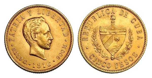 5 Peso 1916 ! CUBA Vzácné