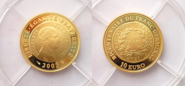 10 Euro 2003 - 200 Výročí Franku - Velmi vzácné "R"