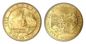 5 Dollars Kryštof KOLUMBUS 500. let objevení Ameriky - b.k. !