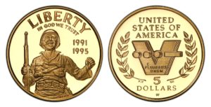 5 Dollars 50. výročí WW II. VICTORY - PROOF