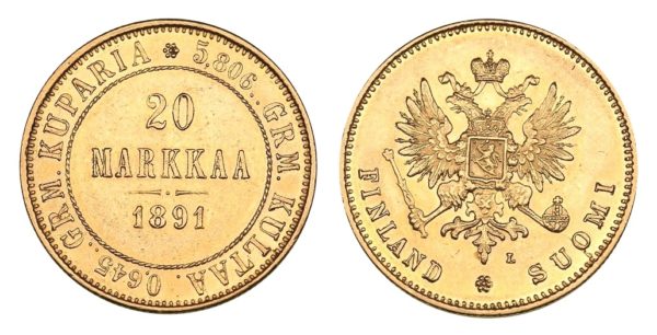 20 MARKKAA 1891 Alexander III. Vzácná !