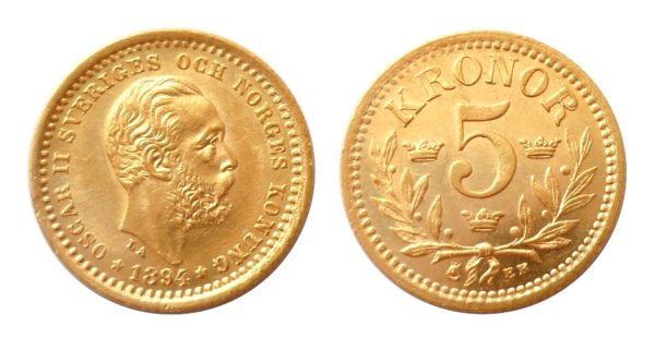 5 KRONOR 1894 Oskar II. - Nádherná a vzácná