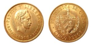 5 Pesos 1916 CUBA Vzácné