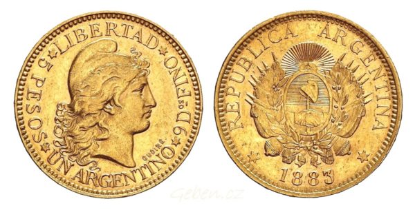 Argentino 5 Pesos 1883 ! Libertad - Vzácné