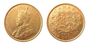 5 Dollars 1912 KANADA - Král Jiří V. - Vzácný