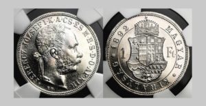 Forint 1892 KB Restrike PROOF – NGC PF 66 !