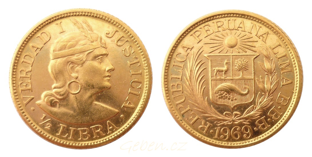1/2 LIBRA 1969 Peru INDIAN – Vzácná ! R