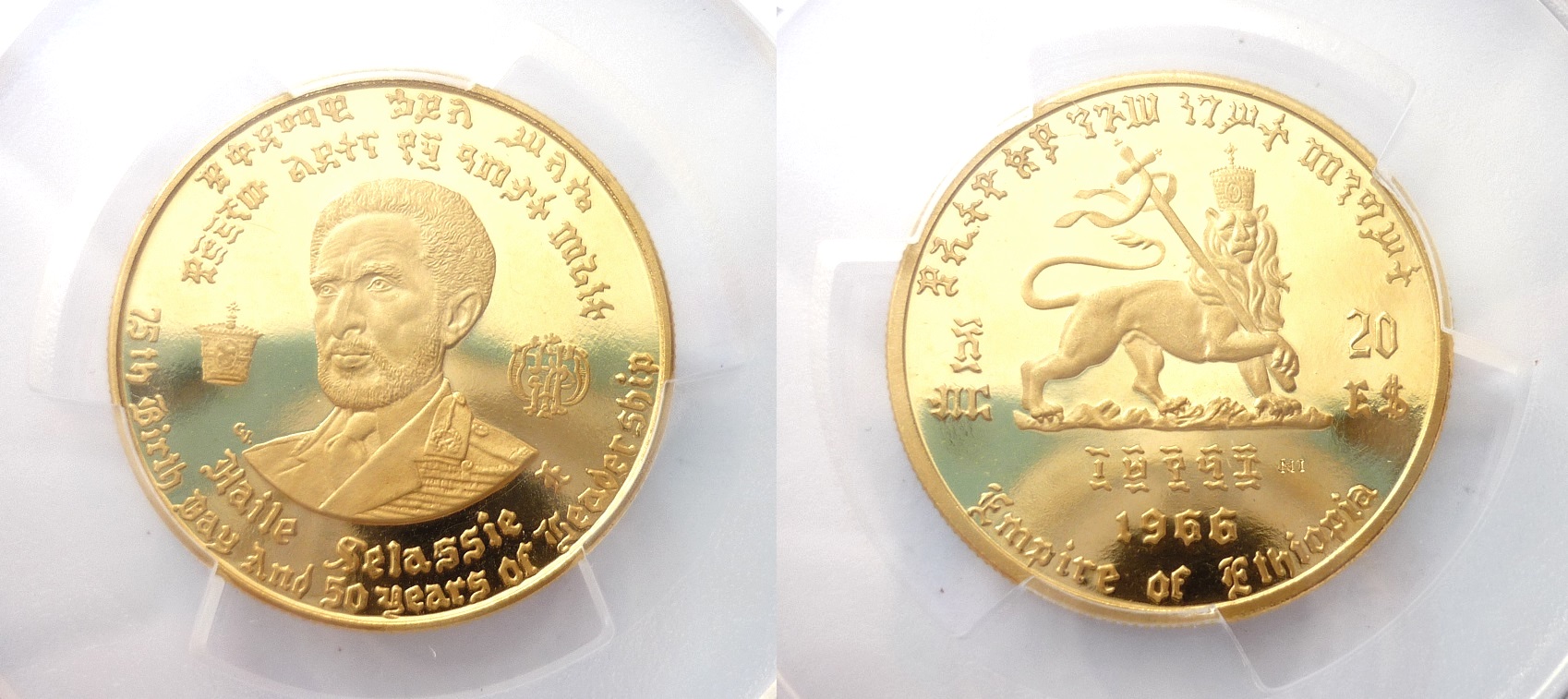 20 Dollars 1966 ETIOPIE - Císař Haile Selassie I. - PCGS PR66 DCAM !