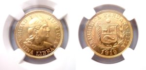 1 LIBRA 1919 Peru - INDIAN - certifikace NGC