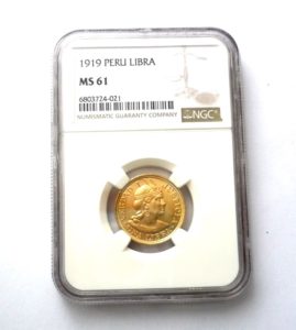 1 LIBRA 1919 Peru - INDIAN - certifikace NGC