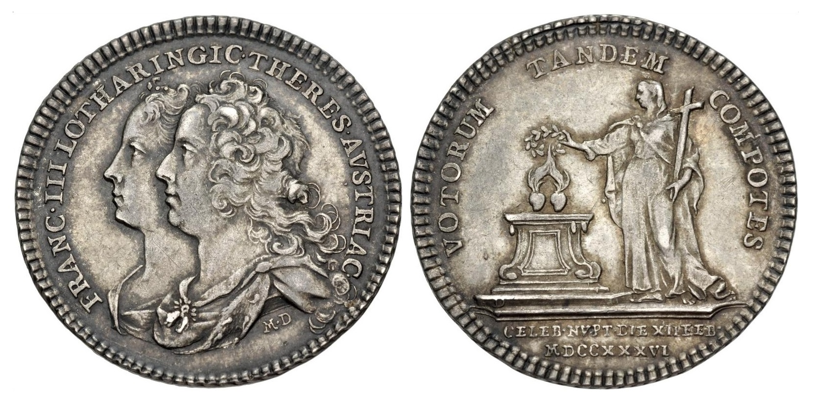 Marie Terezie a František Lotrinský - svatební medaile 1736 - Nádherná a Vzácná