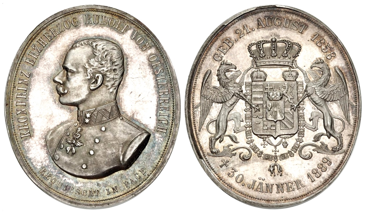 Oválná úmrtní medaile 1858 -1889 Arcivévoda Rudolf
