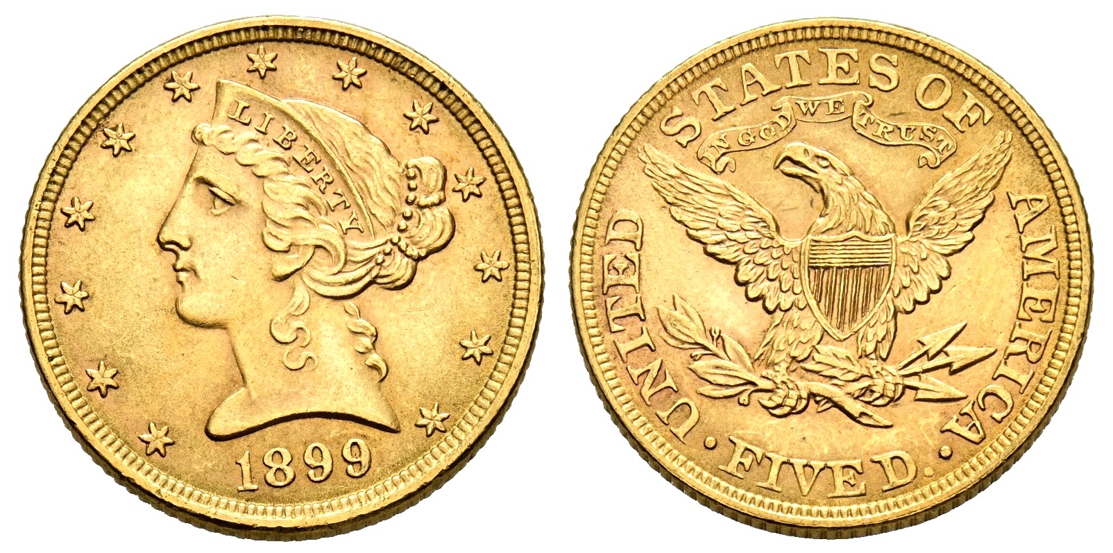 5 Dollars 1899 P LIBERTY Head / Half Eagle