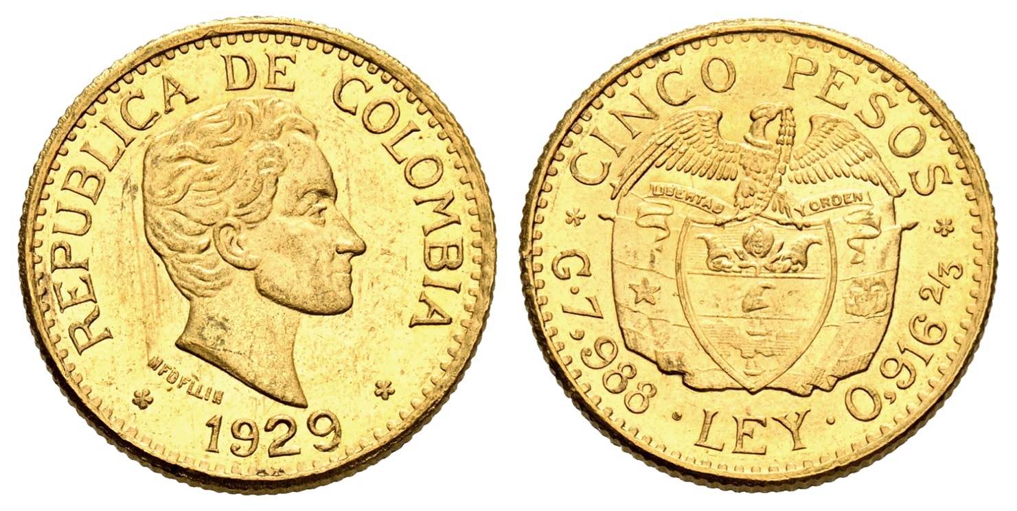 5 PESOS Colombia 1929 - LIBRA