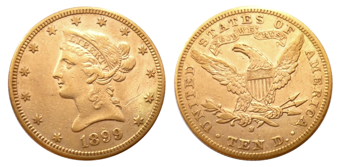 10 Dollar 1899 LIBERTY San Francisco - “Coronet Head / Eagle”