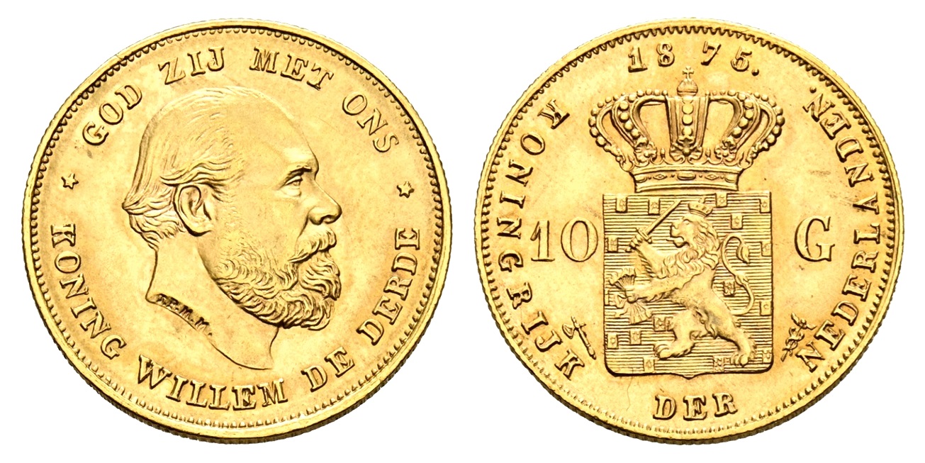 10 Gulden 1875 ! Nizozemí - Willem III.