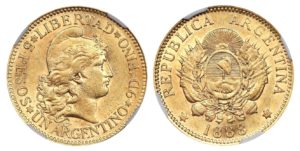 Argentino 5 Pesos 1888 ! Libertad