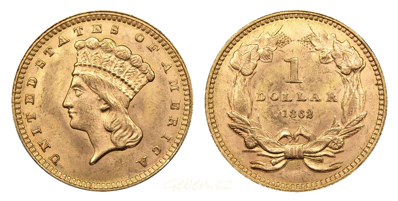 1 Dollar 1862 Large Indian Head